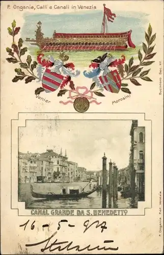 Wappen Ak Venezia Venedig Veneto, Canal Grande da S. Benedetto