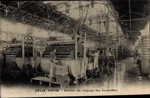 Ak Paris, Félix Potin, Atelier de rincage des bouteilles