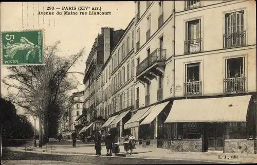 Ak Paris XIV Observatoire, Avenue du Maine, Rue Laincourt, Ladengeschäfte