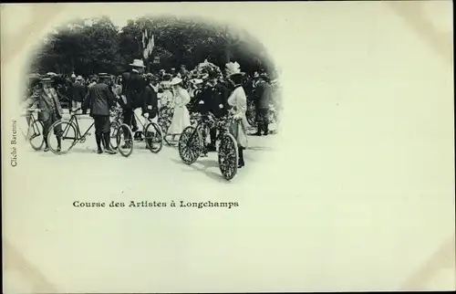 Ak Paris XIV, Course des Artistes à Longchamps, Radfahrer, Publikum