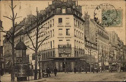 Ak Paris X, Rue Château Landon et Faubourg Saint Martin, Litfaßssäule