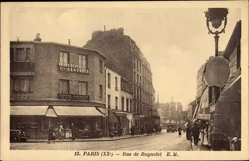 Ak Paris XX, Rue de Bagnolet, Chirurgien Dentiste, Centre Juridique, Geschäfte, Autos