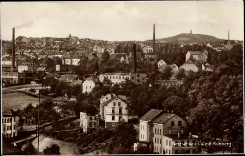 Ak Netzschkau im Vogtland, Blick auf den Ort mit Kuhberg