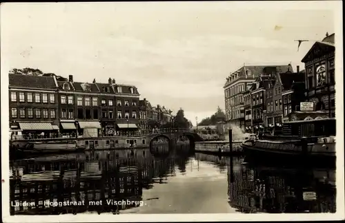 Ak Leiden Südholland Niederlande, Hoogstraat, Vischbrug