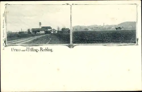 Ak Willing Berbling Bad Aibling in Oberbayern, Blick zum Ort, Kirche