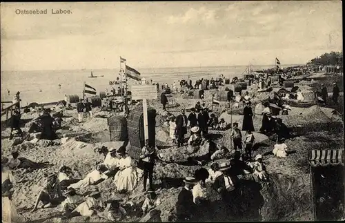 Ak Ostseebad Laboe, Strandleben