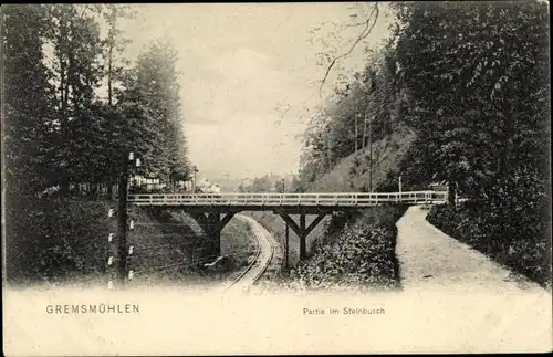 Ak Gremsmühlen Malente in Ostholstein, Partie am Steinbruch, Brücke