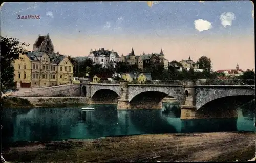 Ak Saalfeld an der Saale Thüringen, Brücke, Teilansicht