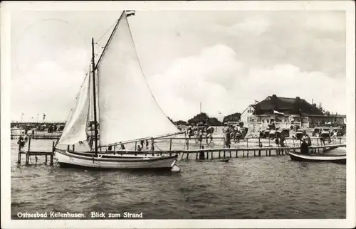 Ak Ostseebad Kellenhusen in Holstein, Strandpartie, Boote