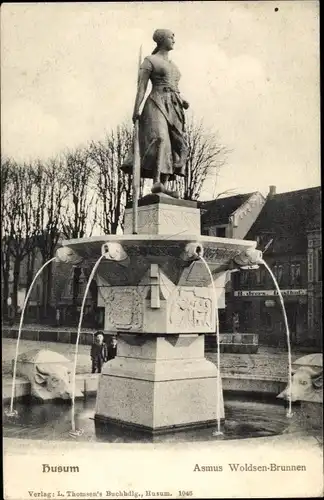 Ak Husum in Nordfriesland, Asmus Woldsen Brunnen