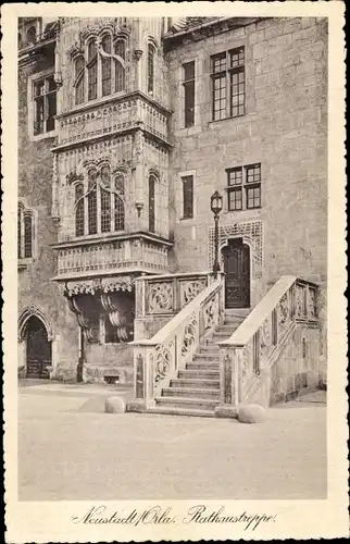 Ak  Neustadt an der Orla, Rathaustreppe
