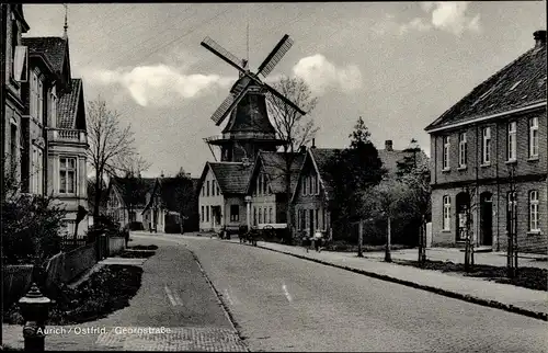 Ak Aurich in Ostfriesland, Georgstraße, Windmühle
