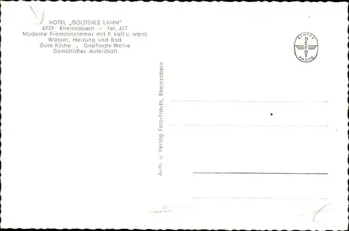 Passepartout Ak Rheinzabern in der Pfalz, Hotel Goldenes Lamm, Innenansichten
