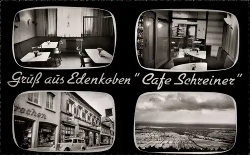 Ak Edenkoben an der Haardt Pfalz, Panorama, Cafe Schreiner, Tanzstraße 16