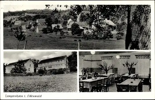 Ak Lampenhain im Odenwald, Gasthaus und Pension, Innenansicht, Gesamtansicht vom Ort