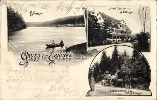 Litho Ebni Kaisersbach in Baden Württemberg, Ebnisee, Schweizerhaus, Hotel