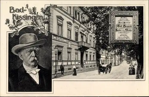 Ak Bad Kissingen Unterfranken Bayern, Straßenpartie, Anschlag auf Otto von Bismarck