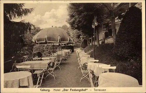 Ak Coburg in Oberfranken, Hotel Der Festungshof, Terrassen