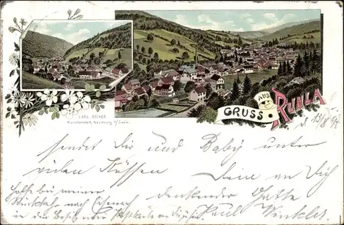 Litho Ruhla in Thüringen, Blick auf den Ort, Gesamtansicht