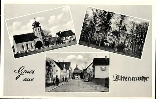 Ak Altenmuhr Muhr am See Mittelfranken, Kirche, Straße, Torbogen
