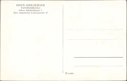 Ak Garmisch Partenkirchen in Oberbayern, Haus Giglberger