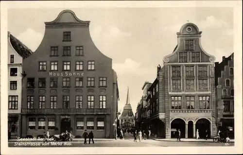 Ak Rostock in Mecklenburg, Steinstraße, Markt, Haus Sonne