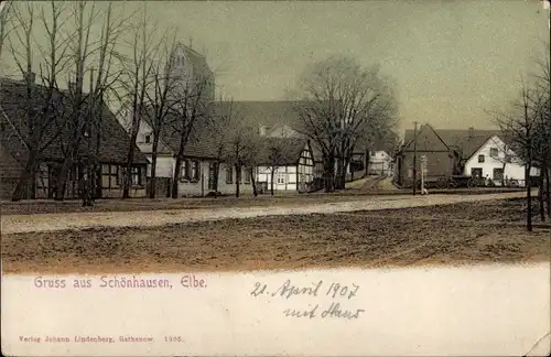 Ak Schönhausen an der Elbe, Dorfpartie