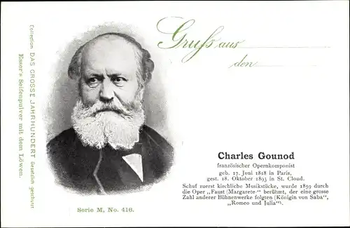 Ak Komponist Charles Gounod, Portrait