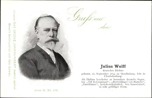 Ak Julius Wolff, Deutscher Dichter