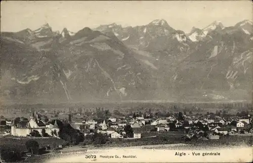 Ak Aigle Kanton Waadt, vue générale, Bergpanorama