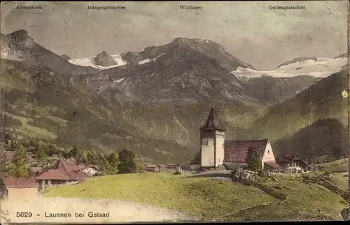 Ak Lauenen Kanton Bern, Bergpanorama, Niesenhorn, Dungelgletscher, Wildhorn, Geltengletscher