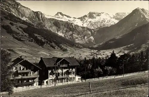 Ak Adelboden Kanton Bern Schweiz, Pension Alpenruhe, Bergpanorama