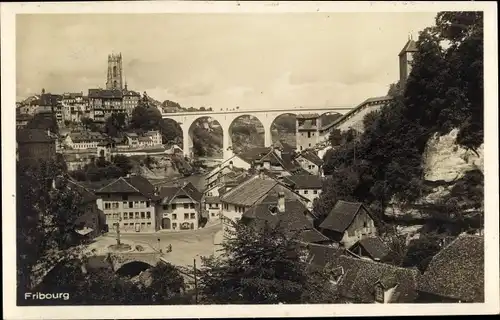 Ak Fribourg Freiburg Stadt Schweiz, Blick auf den Ort