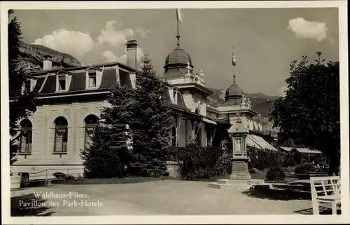 Ak Flims Kanton Graubünden Schweiz, Waldhaus Flims, Pavillon des Park-Hotels