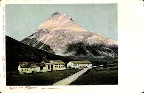 Ak Pontresina Kt. Graubünden Schweiz, Bernina Häuser, Berninastraße, Gebirgspartie