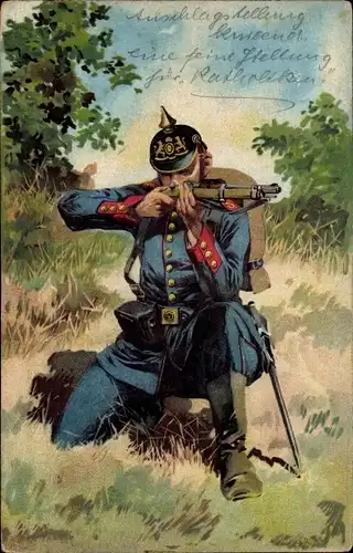 Künstler Ak Hoffmann, Anton, Deutscher Soldat in Uniform, Gewehr, Kaiserreich