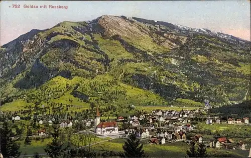 Ak Goldau Arth Kanton Schwyz, Ortsansicht mit Rossberg
