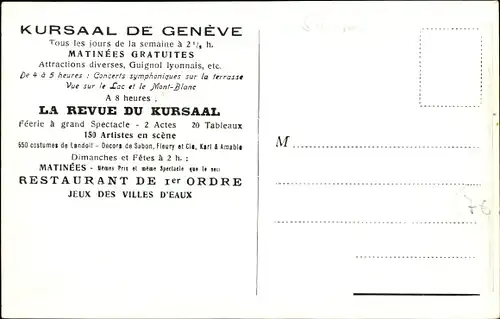 Ak Genève Genf Schweiz, La Revue, Kursaal de Geneve, Theaterszene