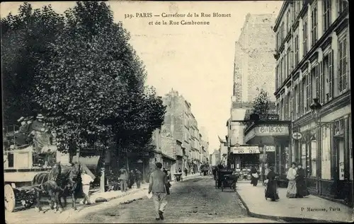 Ak Paris XV, Carrefour de la Rue Blomet et Rue Cambronne, Pferdebus?