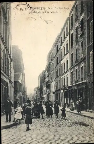 Ak Paris XV, Rue Juge prise de la Rue Violet