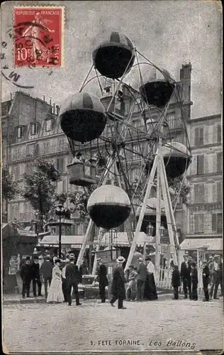 Ak Paris Fête Foraine, Jahrmarkt, les Ballons, Riesenrad