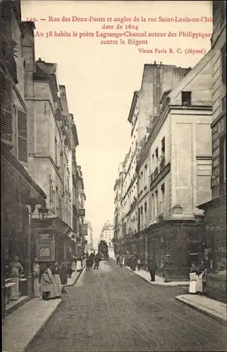 Ak Paris IV., Rue des Deux Ponts et angles de la rue Saint Louis en l'Isle