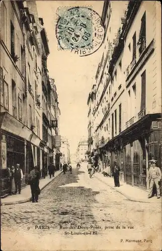 Ak Paris IV., Rue des Deux Ponts, prise de la rue Saint Louis en l'Isle