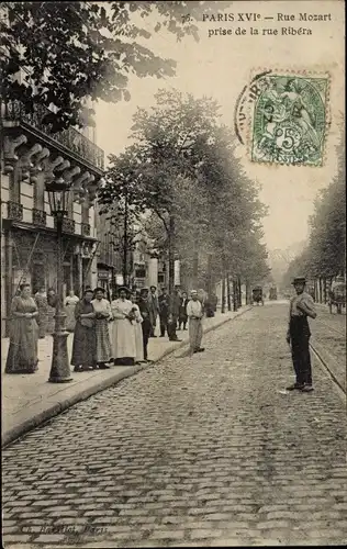 Ak Paris XVI, Rue Mozart, prise de la rue Ribéra