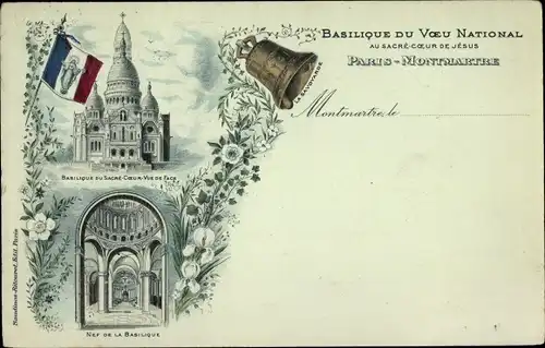 Litho Paris XVIII. Arrondissement Buttes-Montmartre, Basilique du Sacre Coeur, Nef de la Basilique