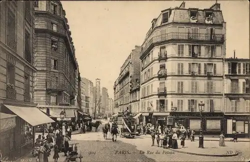 Ak Paris XVIII., La Rue du Poteau, Cafe