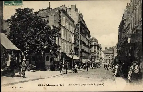 Ak Paris XVIII., Montmartre, Rue Ramey, Impasse du Baigneur
