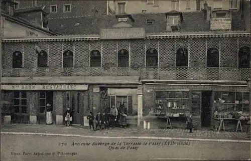 Ak Paris XVI., Ancienne Auberge de la Terrasse de Passy, Quai de Passy, Restaurant Brun