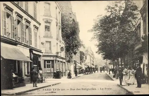 Ak Paris XVII., Rue des Batignolles, la Poste
