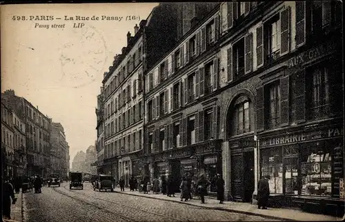 Ak Paris XVI., La Rue de Passy, Librairie